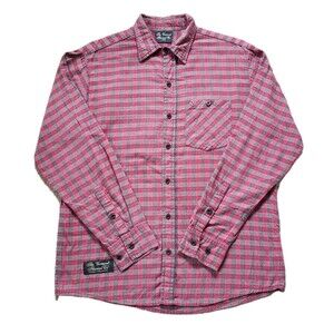 The Vermont Flannel Co Sz Large USA Made Mens Red Button Up Long Sleeve Plaid